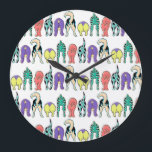 Colorful Dog Butts Pattern Large Clock<br><div class="desc">A repeating pattern of colorful dogs showing off their cute butts.</div>