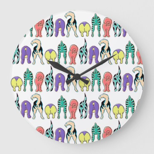 Colorful Dog Butts Pattern Large Clock