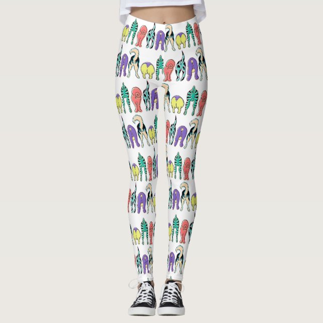 Colorful Dog Butts Pattern Leggings (Front)
