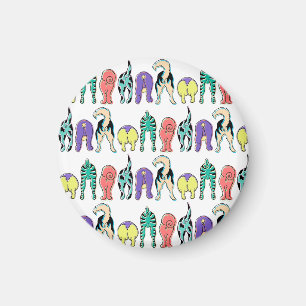 Colorful Dog Butts Pattern Magnet