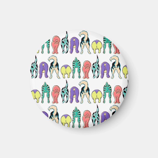 Colorful Dog Butts Pattern Magnet (Front)