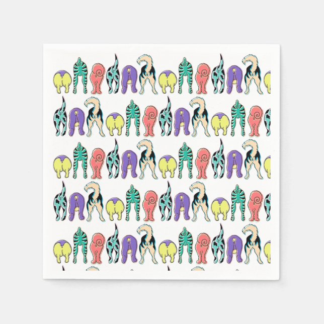 Colorful Dog Butts Pattern Napkins (Front)
