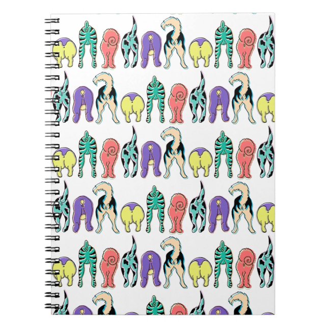 Colorful Dog Butts Pattern Notebook (Front)