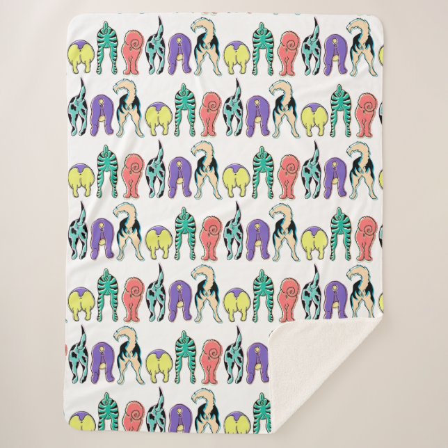Colorful Dog Butts Pattern Sherpa Blanket (Front)