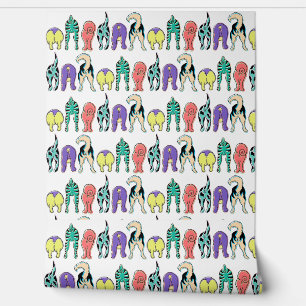 Colorful Dog Butts Pattern Wallpaper