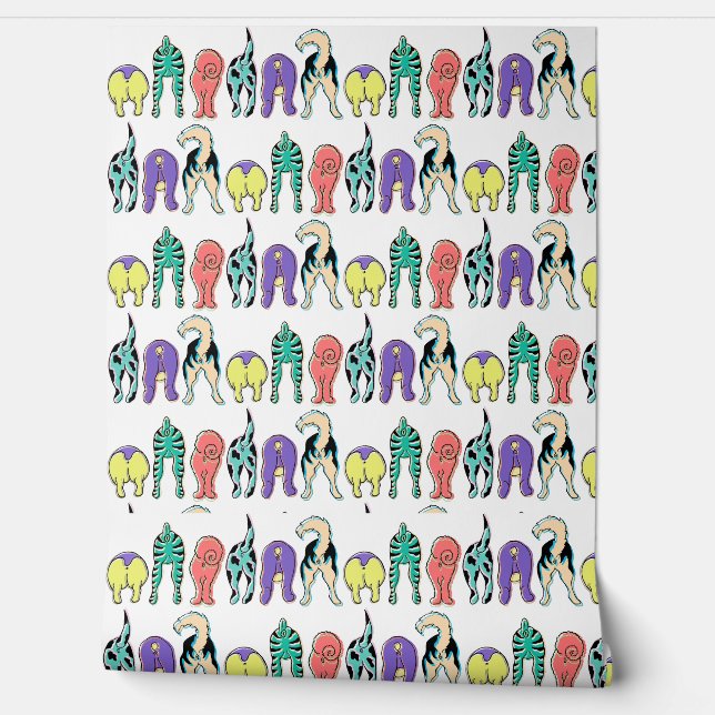 Colorful Dog Butts Pattern Wallpaper (Unrolling)