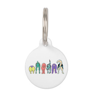 Colorful Dog Butts Pet ID Tag