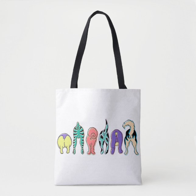 Colorful Dog Butts Tote Bag (Front)
