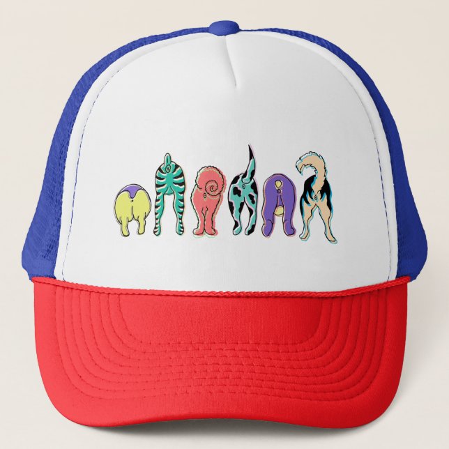 Colorful Dog Butts Trucker Hat (Front)