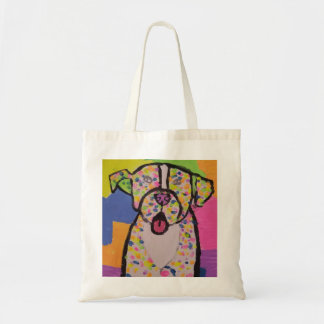 Colorful dog design on white Tote bag