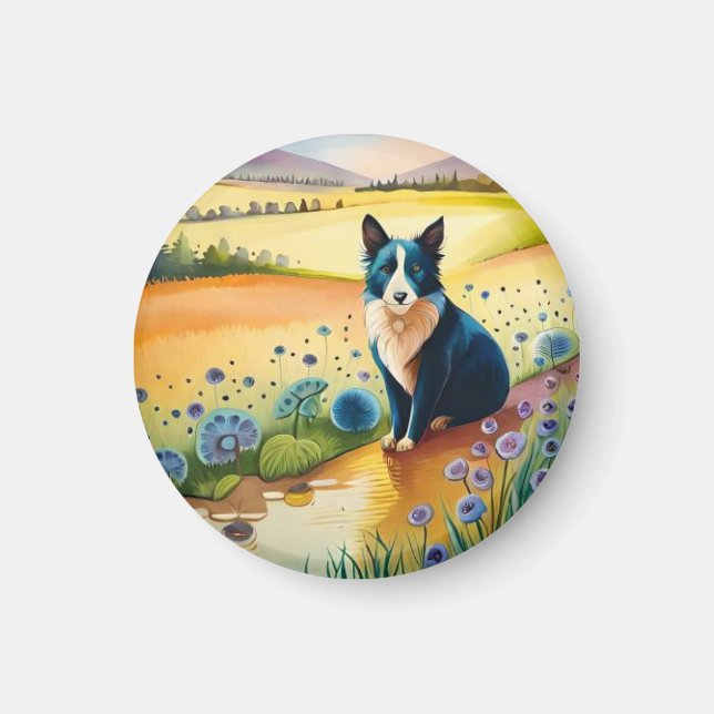 Colorful dog face close up  magnet (Front)