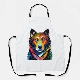 colorful dog graphic -   apron