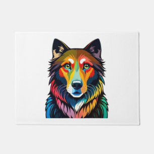 colorful dog graphic -   doormat