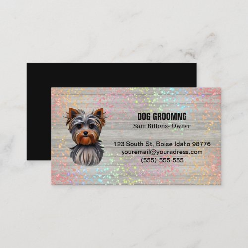 Colorful Dog Grooming Yorkie  Business Card