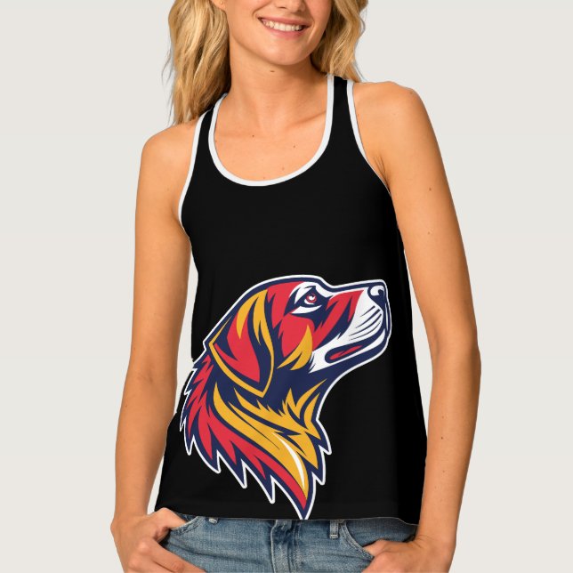 Colorful Dog Head Women's Tank Top (Front)
