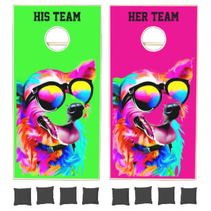 Colorful Dog Kids Personalized Cornhole Set