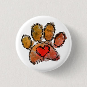 Colorful Dog Lover Drawing Watercolor Button