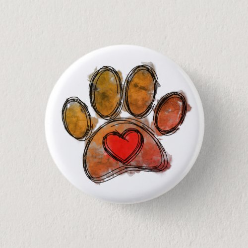 Colorful Dog Lover Drawing Watercolor Button