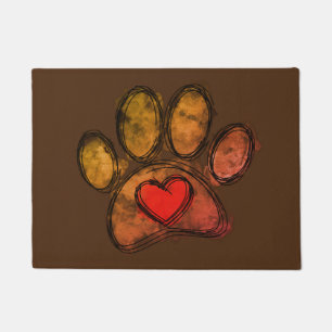 Colorful Dog Lover Drawing Watercolor Doormat