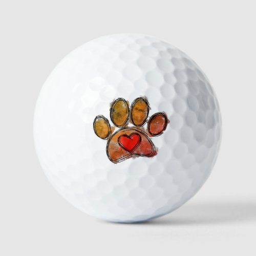 Colorful Dog Lover Drawing Watercolor Golf Balls