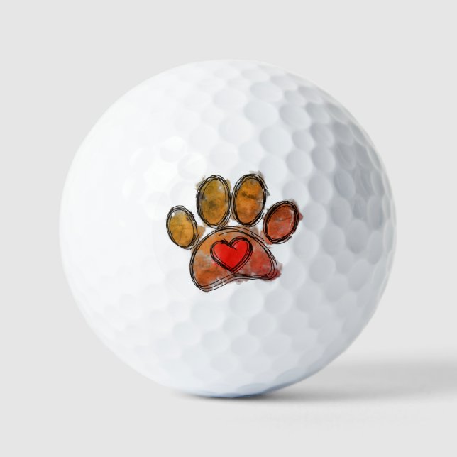 Colorful Dog Lover Drawing Watercolor Golf Balls (Front)