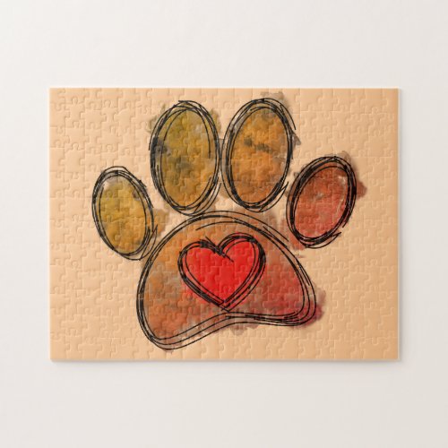 Colorful Dog Lover Drawing Watercolor Jigsaw Puzzle