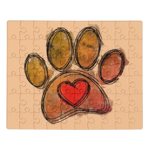 Colorful Dog Lover Drawing Watercolor Jigsaw Puzzle