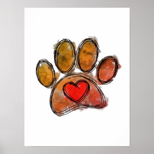 Colorful Dog Lover Drawing Watercolor Poster