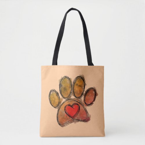 Colorful Dog Lover Drawing Watercolor Tote Bag