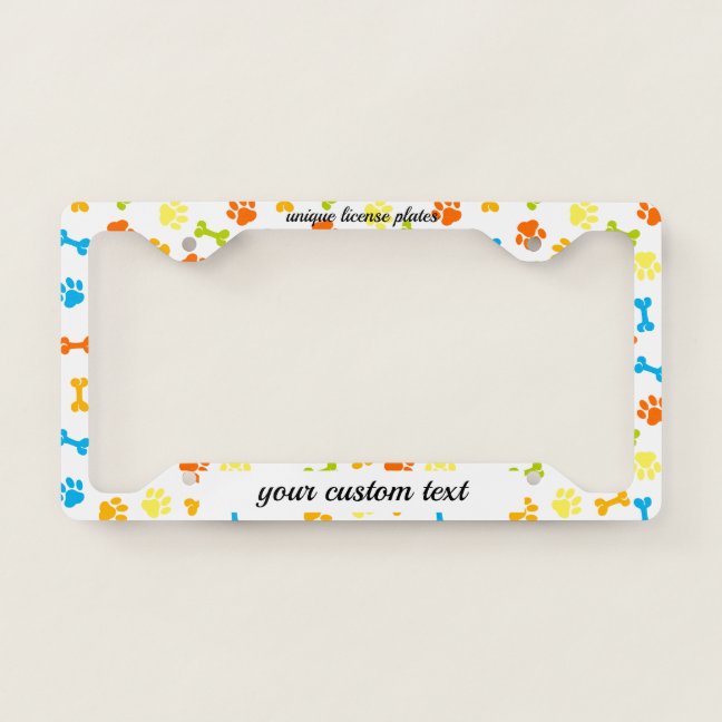 Colorful Dog Mom Paws License Plate Frame