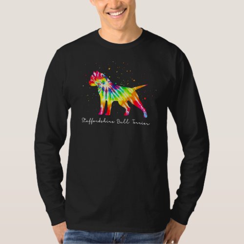 Colorful Dog Mom  Staffordshire Bull Terrier T_Shirt