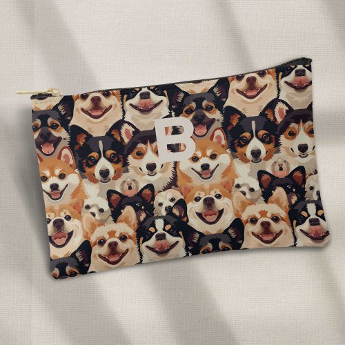 Colorful dog monogram animal pattern accessory pouch