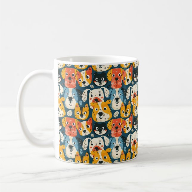 Colorful Dog Pattern Coffee Mug (Left)