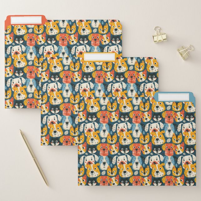 Colorful Dog Pattern File Folder (Set)