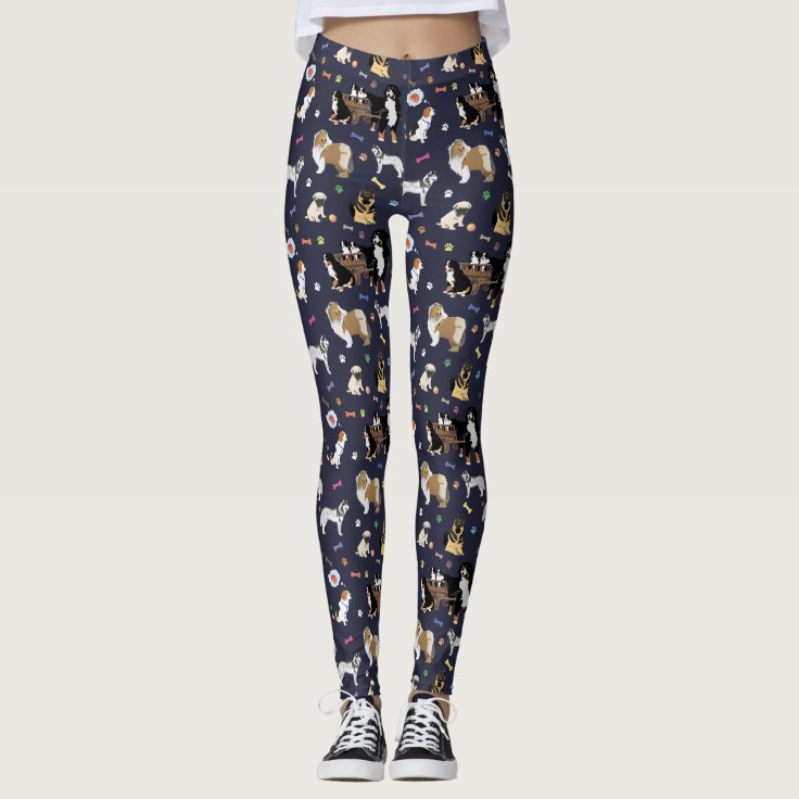 Colorful Dog Pattern Leggings Zazzle