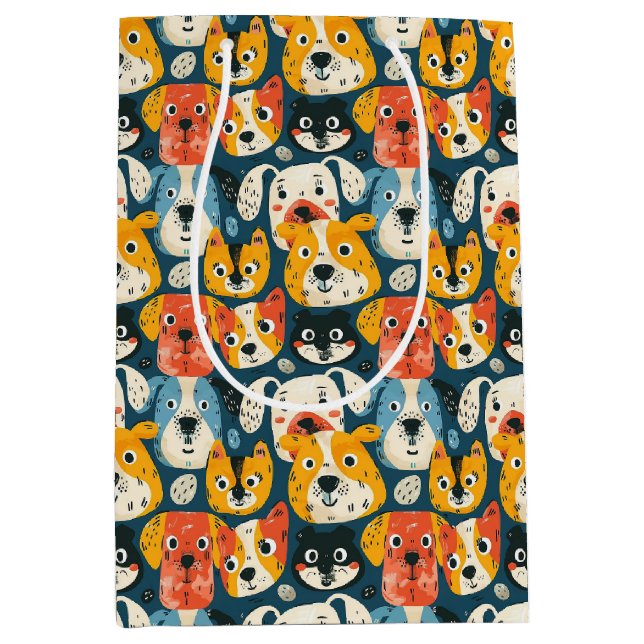 Colorful Dog Pattern Medium Gift Bag (Front)
