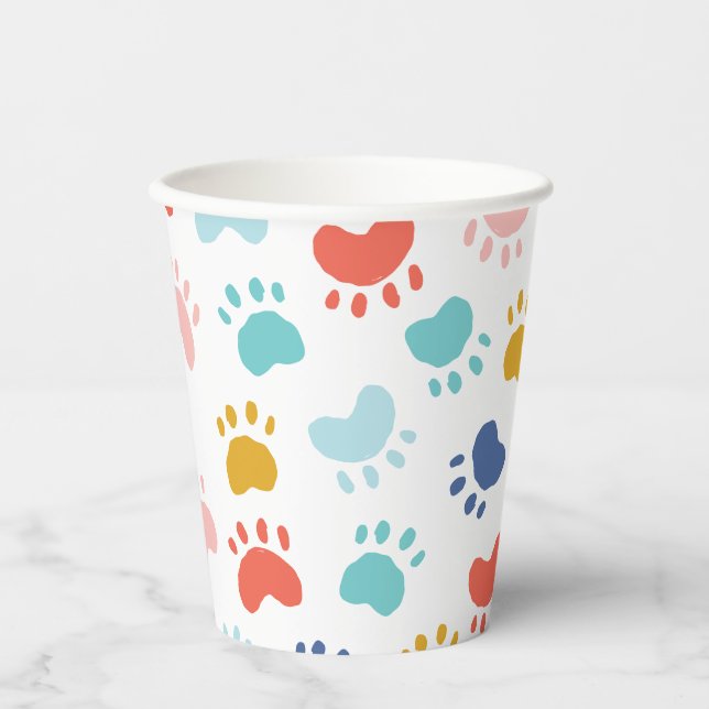 Colorful Dog Paw Party  Paper Cups (Front)