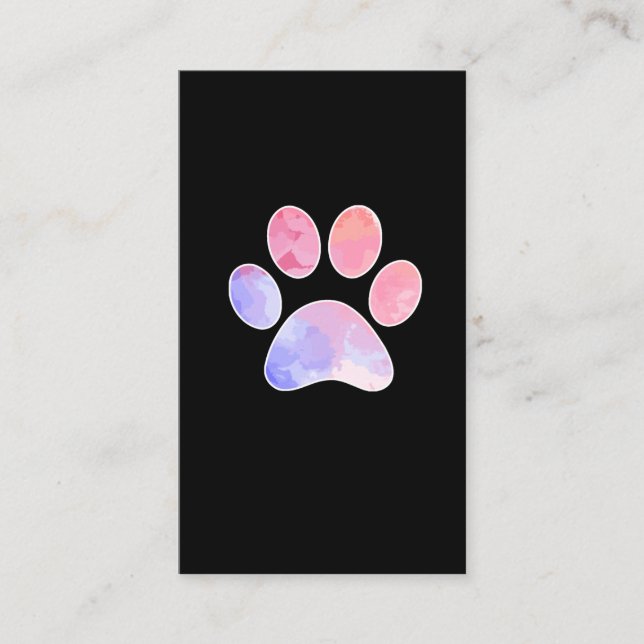 Colorful dog paw print dog lover paw business card (Front)