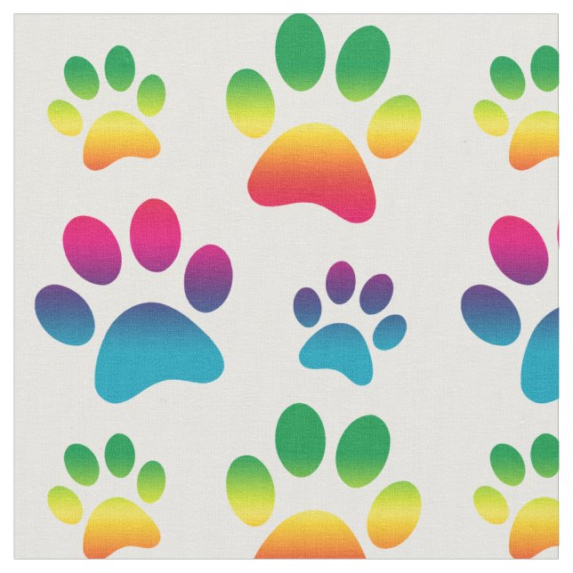 Colorful Dog Paw Print Fabric (Close Up)
