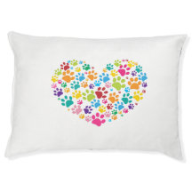 Colorful dog paw print made of heart