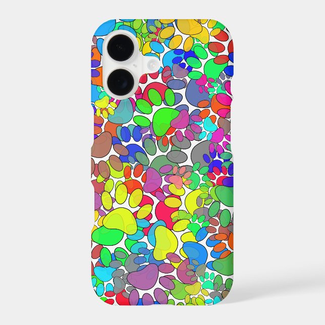 Colorful Dog Paw Print Pattern Iphone Case (Back)