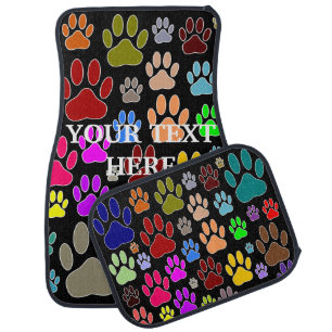 Colorful Dog Paw Print With Custom Text Car Floor Mat