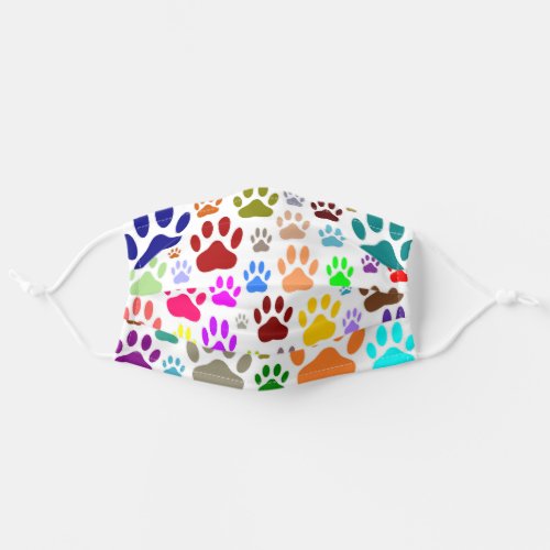 Colorful Dog Paw Prints All Over Adult Cloth Face Mask