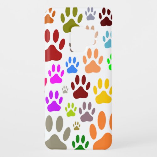 Colorful Dog Paw Prints All Over Case_Mate Samsung Galaxy S9 Case