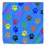 Colorful Dog Paw Prints Bandanna at Zazzle