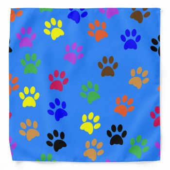 Colorful Dog Paw Prints Bandanna by PugWiggles at Zazzle