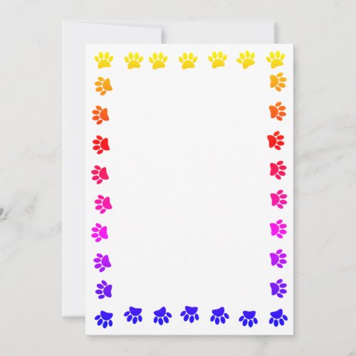 Colorful Dog Paw Prints Base For Invitation