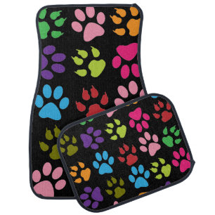 Colorful Dog Paw Prints Car Floor Mat