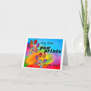 Colorful Dog Paw Prints Greeting Card