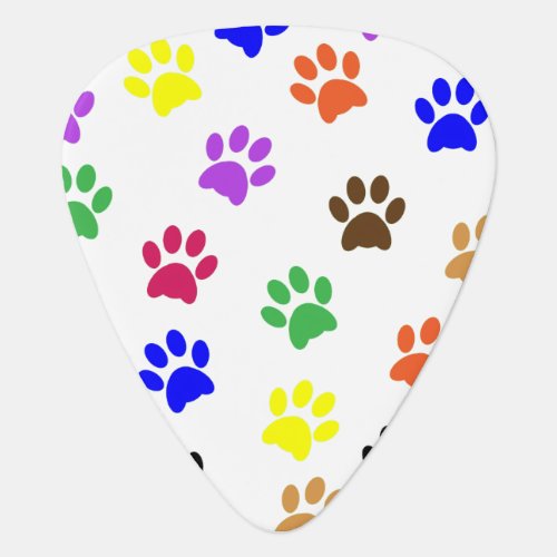 Colorful Dog Paw Prints Guitar Pick